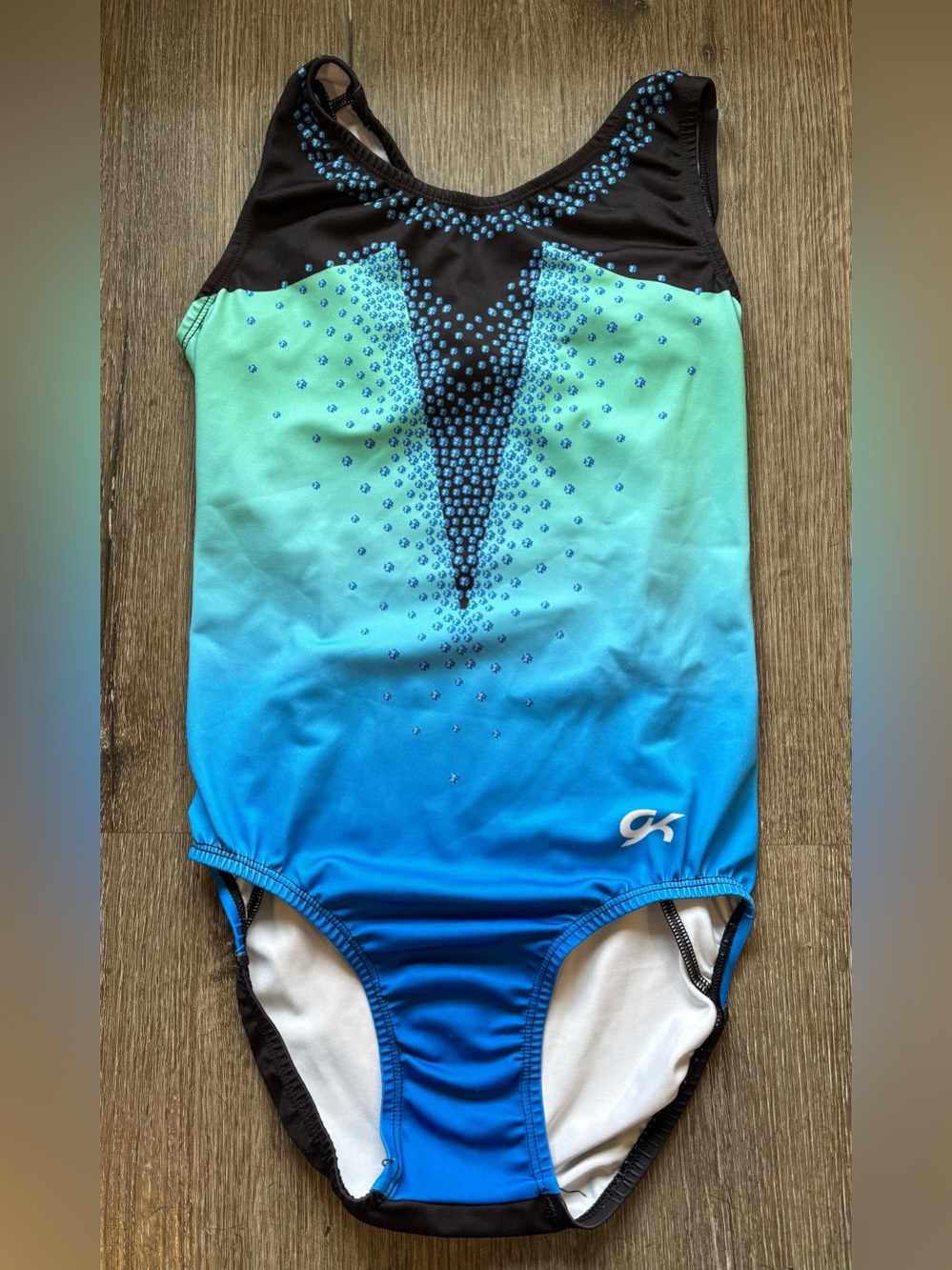EUC GK Gradient Blue-Green Leotard with Crystal Accent AM